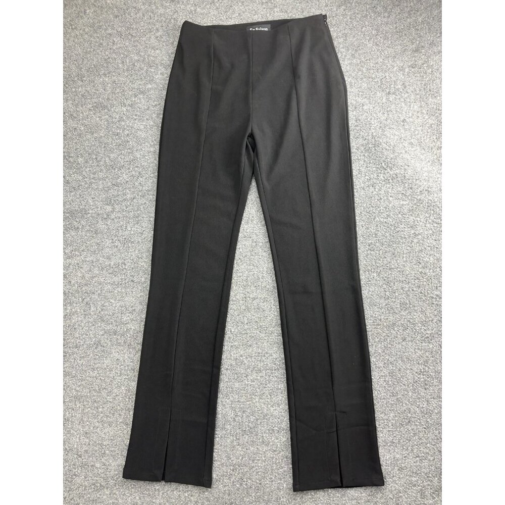 En Saison Dress Pants Womens‎ M Black Ponte Straight Leg Front Slit Workwear